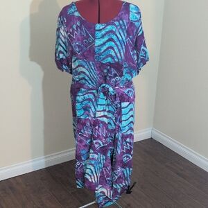 Queen Of Hearts | Purple and Blue Tribal Patterned Dress